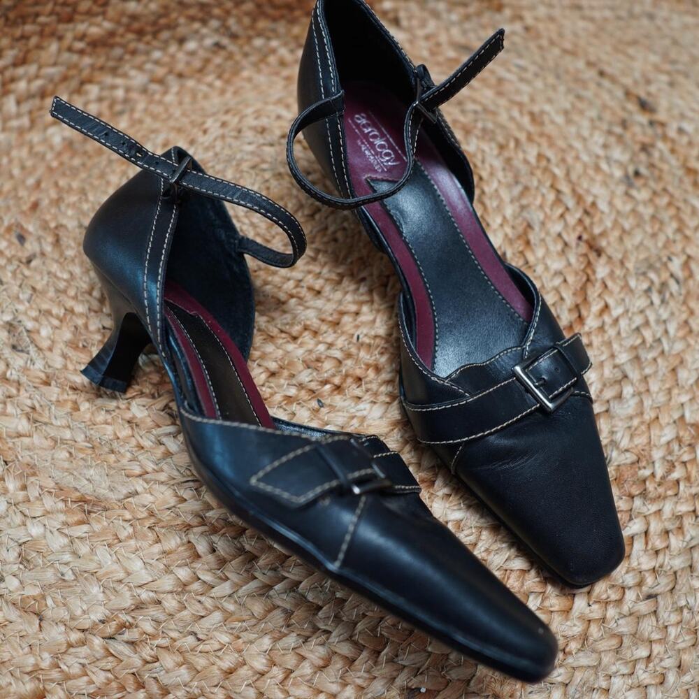 Aerosoles Black Buckle Mary Jane Heels US 7.5